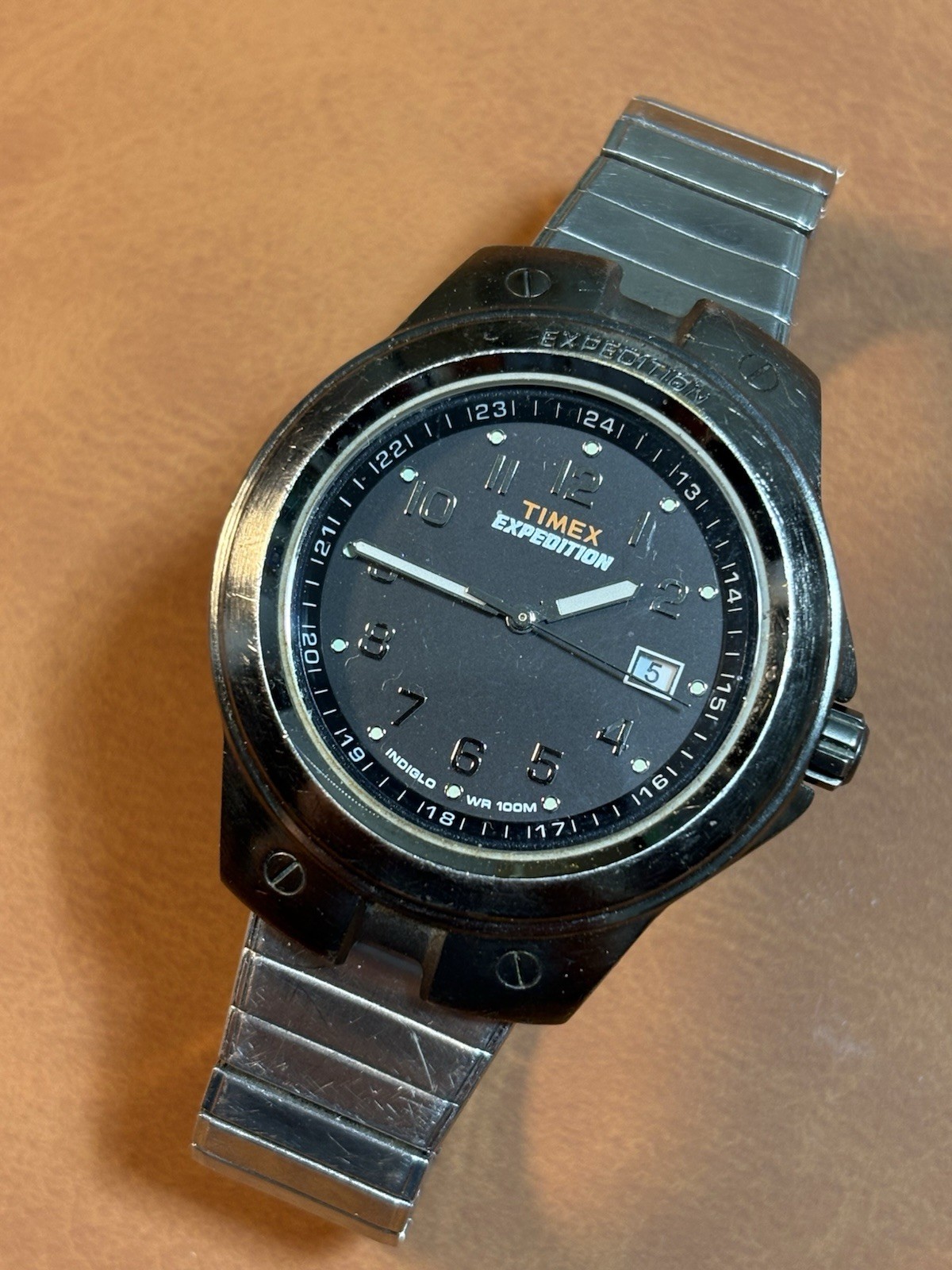 Timex Expedition Indiglo WR100M Men Quartz Watch 42mm,Expandable Band,Untested