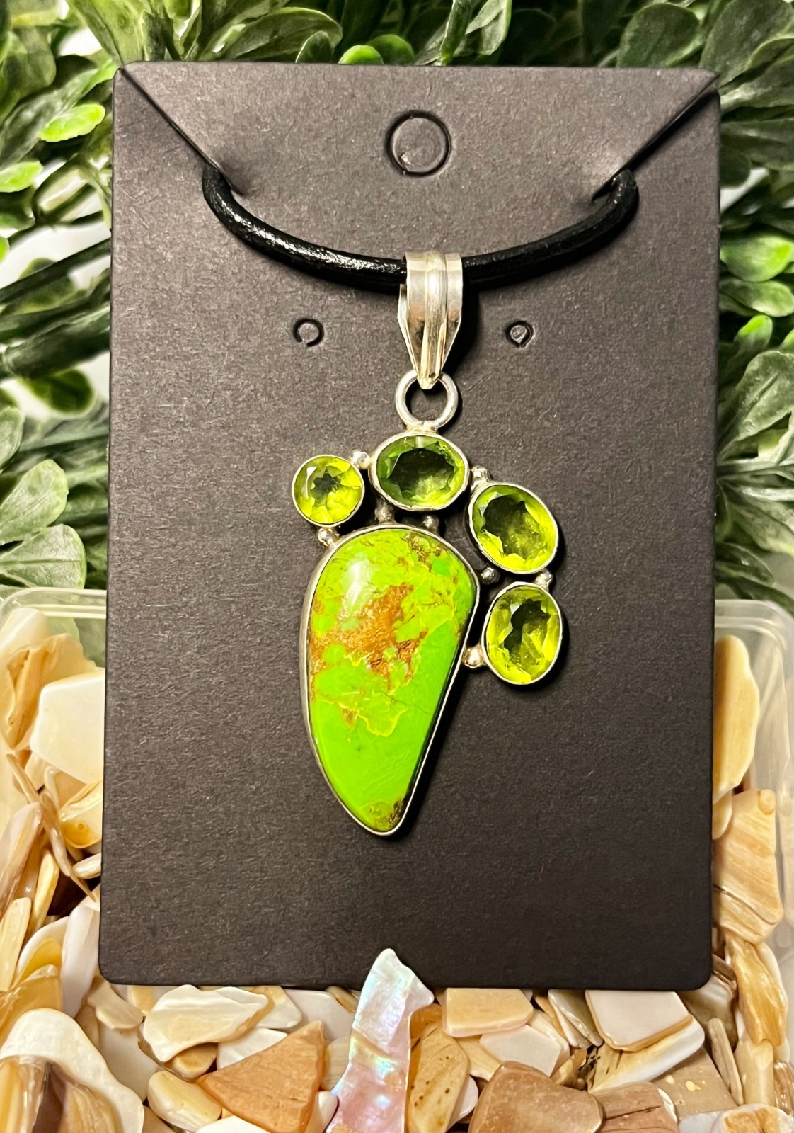 Green Copper Turquoise (Marked) Sterling Silver .925 Pendant