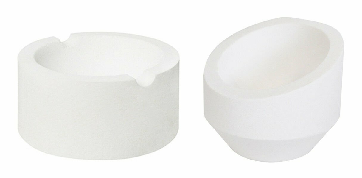 3″ ROUND CERAMIC SILICA CRUCIBLE DISH CUP SET MELTING GOLD SILVER 7 & 12 OZ