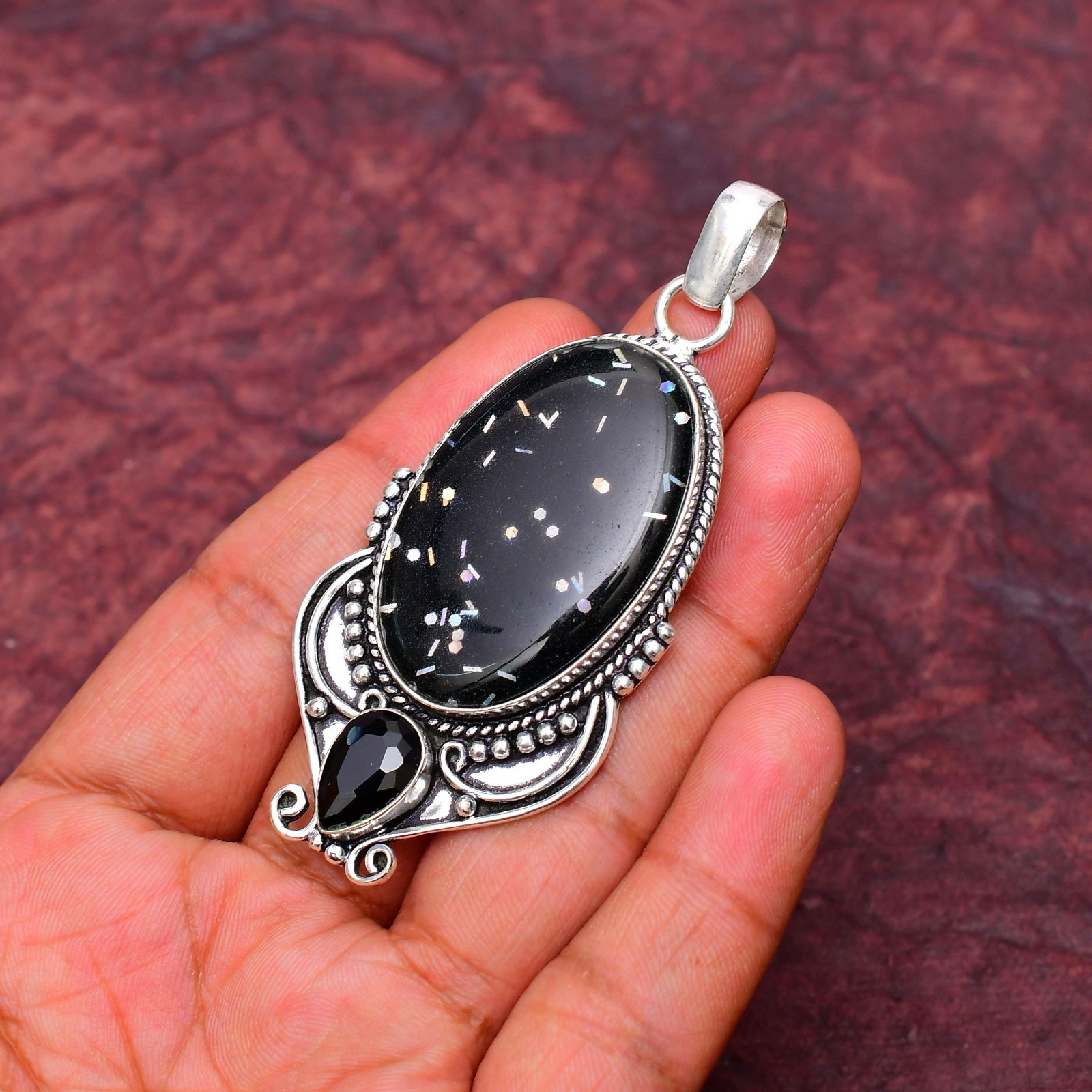 Triplet Fire Opal Gemstone 925 Sterling Silver Pendant Approx – 2.51″