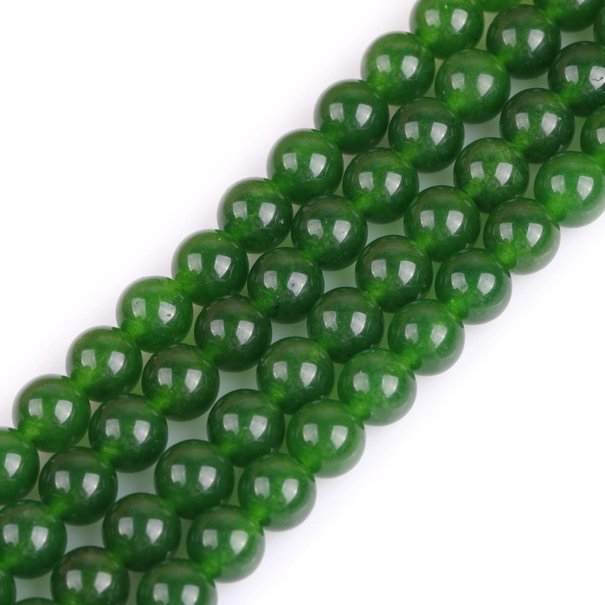 Gem-Inside Natural 8Mm Green Taiwan Jade Gemstone Loose Beads round Crystal Ener