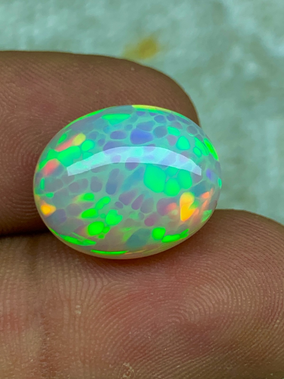 Natural Ethiopian Welo Opal 9.4ct Oval Cabochon Honeycomb Pattern Loose Gemstone