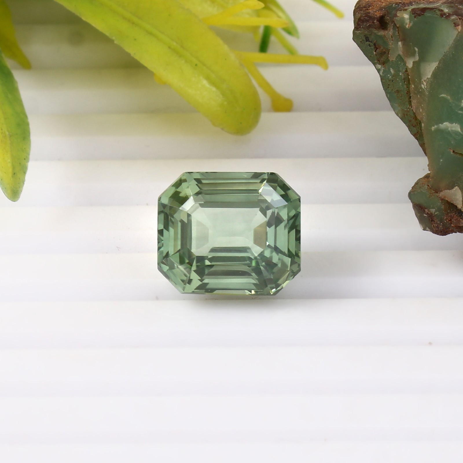 12.30 CT – AAA Natural Medagascar Green Umba Sapphire Loose Radiant Cut Gemstone