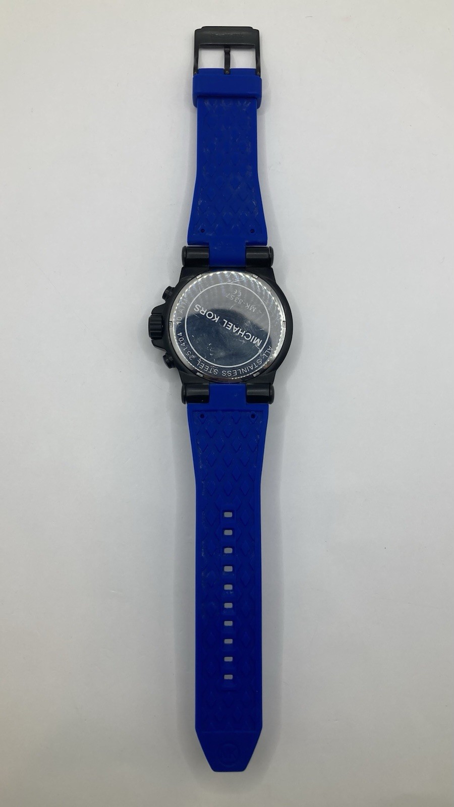 Men’s Michael Kors Dylan Blackout Chronograph 48mm Blue Silicone Band Watch Runs