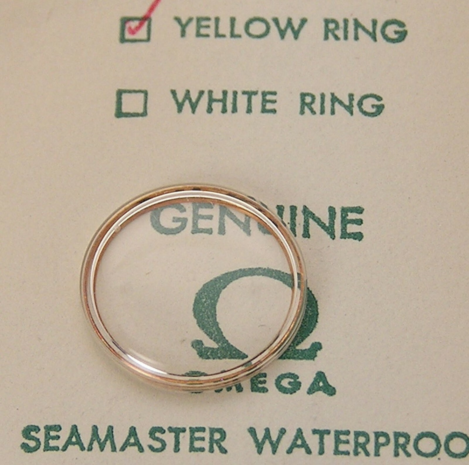 NOS Genuine Packaged Omega w/Logo Seamaster 15.1 mm Watch Crystal Yellow Ring #6
