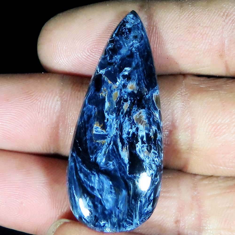 Natural Chatoyant PIETERSITE Pear Cabochon Gemstone 40.55 Cts 18x45x5 mm YU112