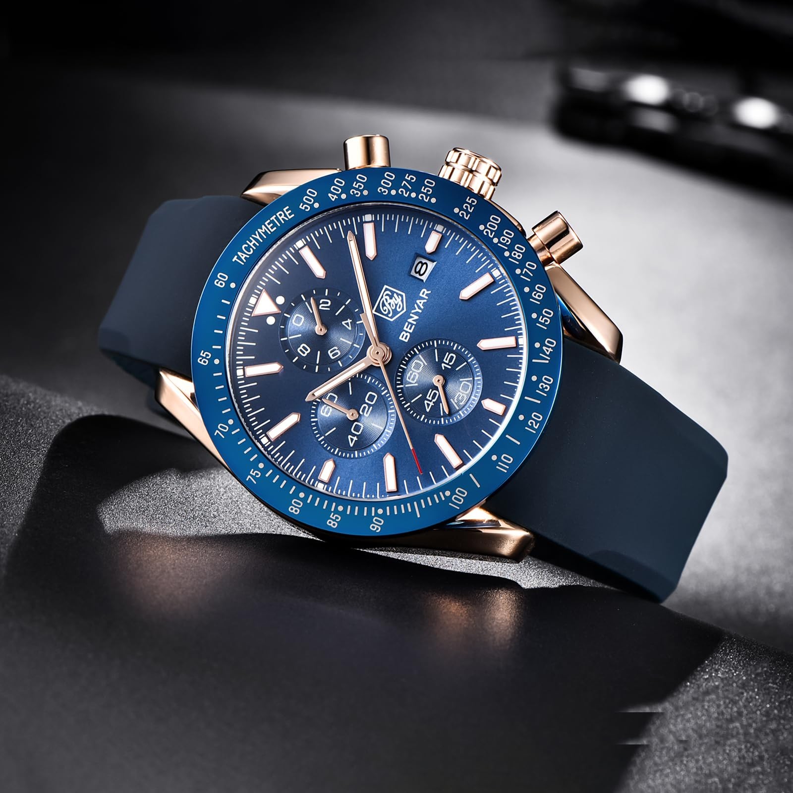 Classic Fashion Quartz Chronograph Watch Casual Sport 30M Waterproof Leather …