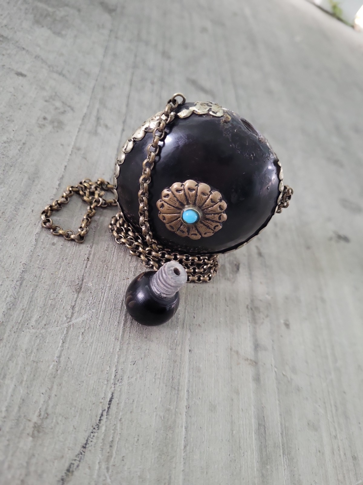 Vintage Bohemian Perfume Flask Pendant Necklace | Antique Snuff Bottle Charm