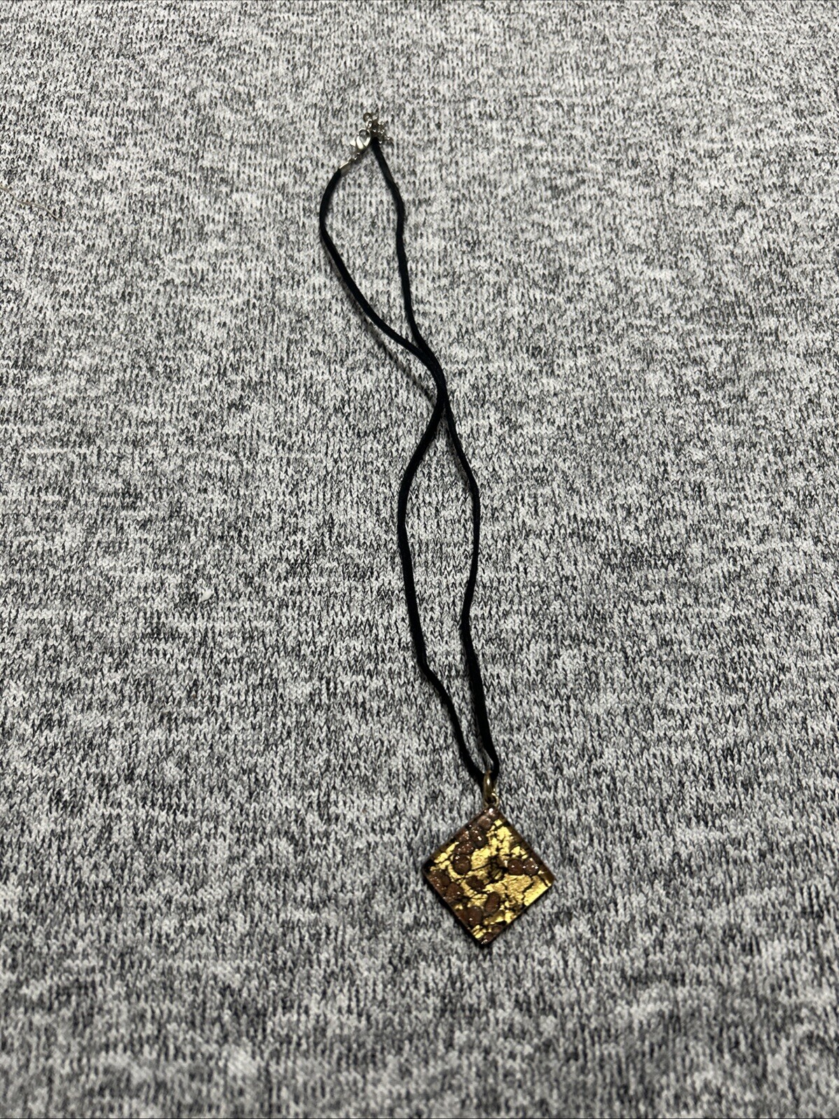 Vetro di Murano Italy Gold Brown Black Art Glass Leather Adjustable Gold Tone