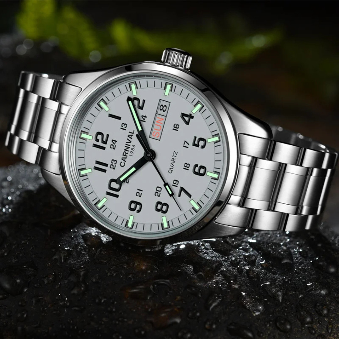 CARNIVAL Luxury Men’s Quartz Watch Luminous 3Bar Waterproof Stainless Steel