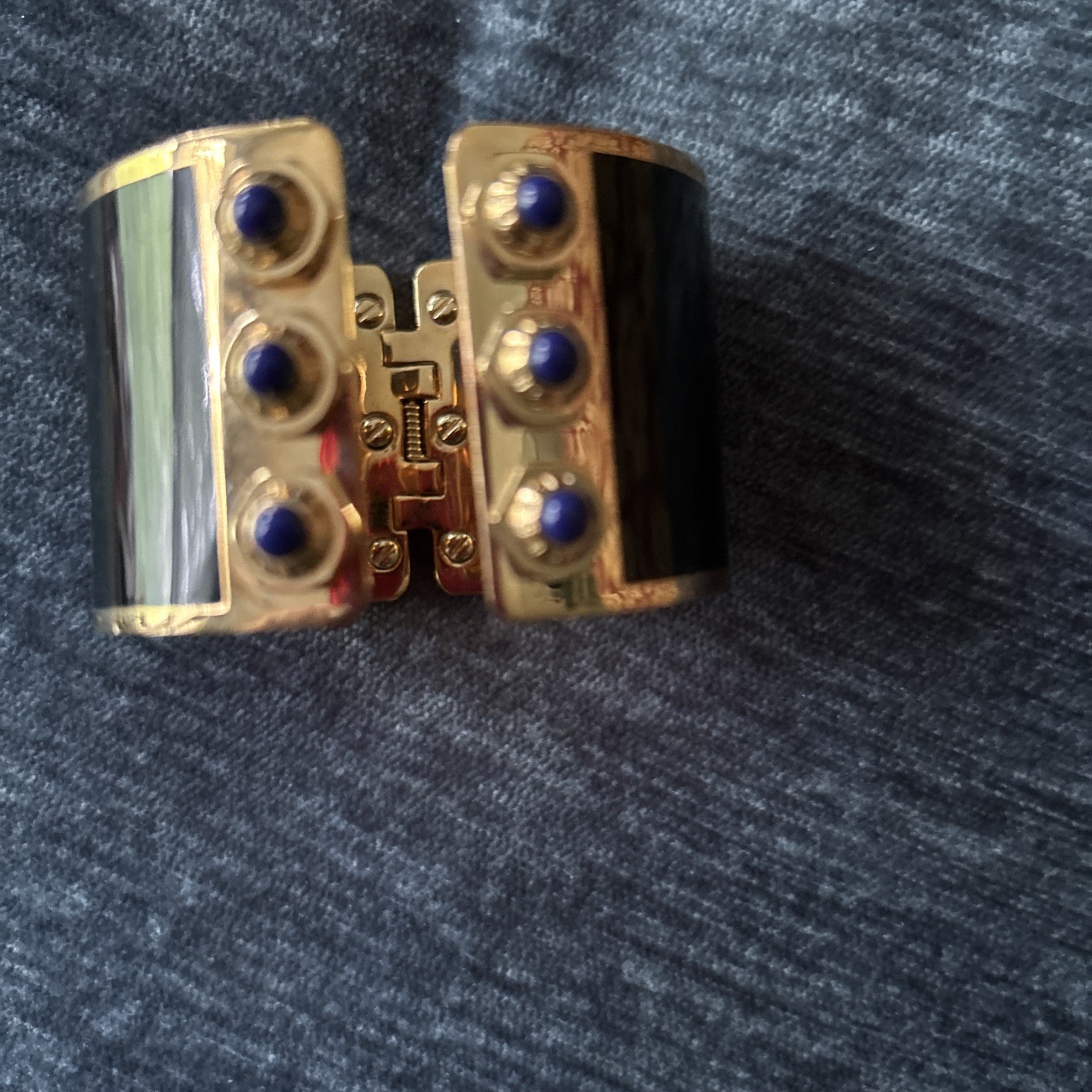 VTG Henri Bendel Cuff Signed Bracelet Stones. Beautiful