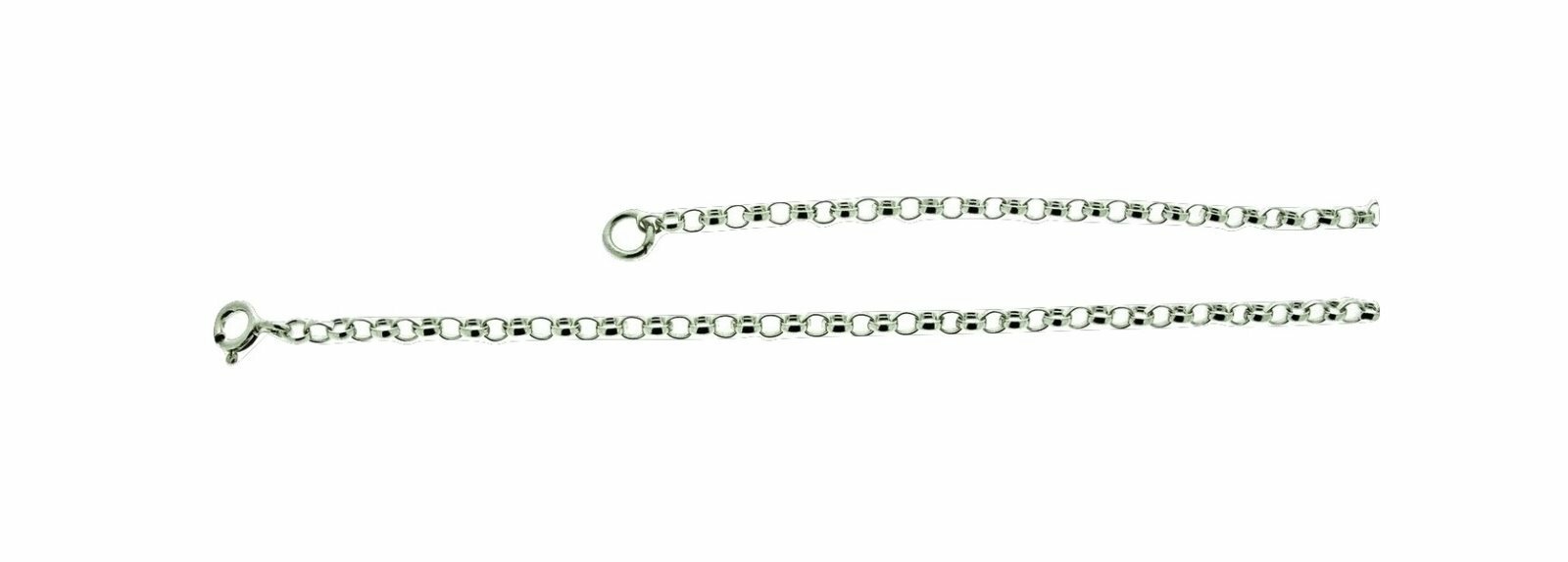 Silver plain oval belcher chain, 15″ / 38 cm