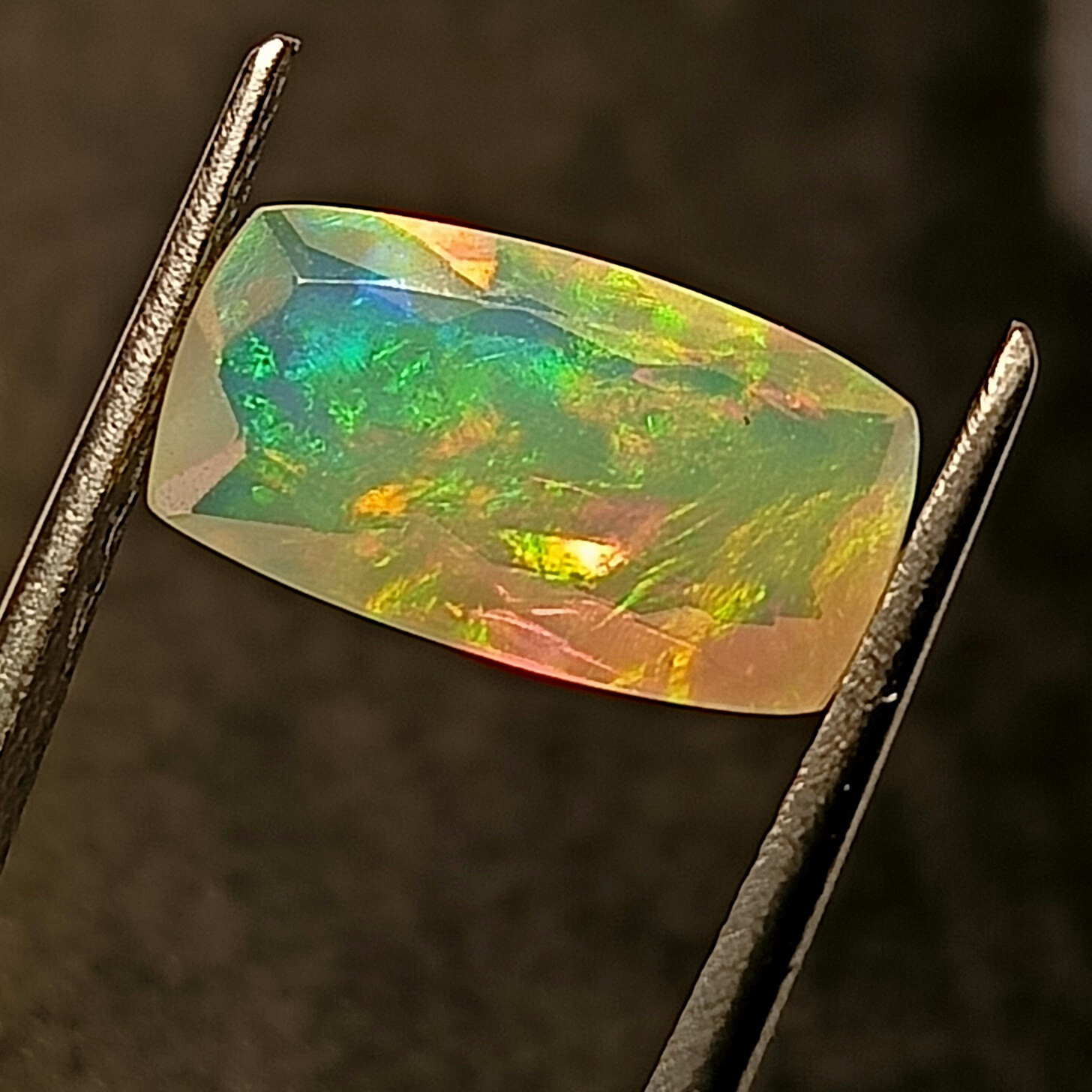 2.15 Carat Natural Ethiopian Fire Opal Faceted Long Cushion Cut Loose Gemstone