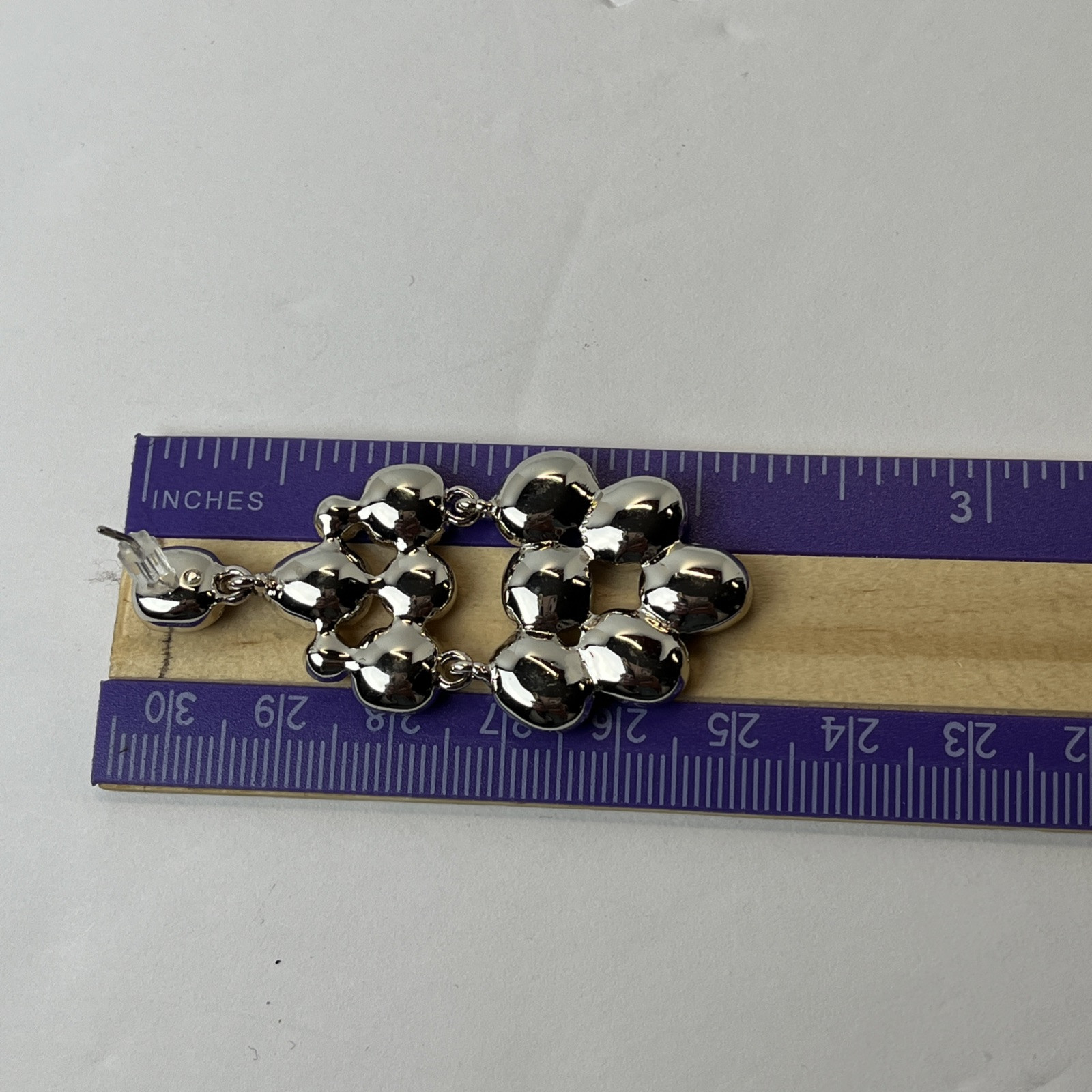 Blue Dangle Drop Pierced Earrings – Glass Stones – 2 1/8” Long -Presidium Tested