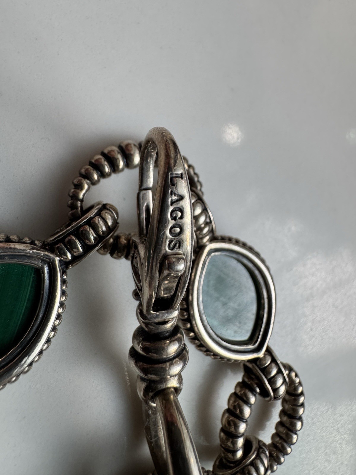 LAGOS Malachite and Quartz Doublet Venus Link Bracelet Sterling Silver 925