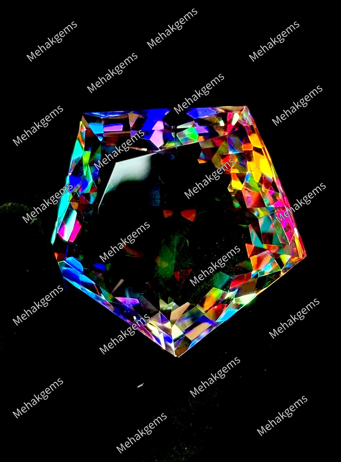 56 Carat Mystic Topaz Large Faceted Rainbow Gemstone (25.75×25.80×15.30 MM)