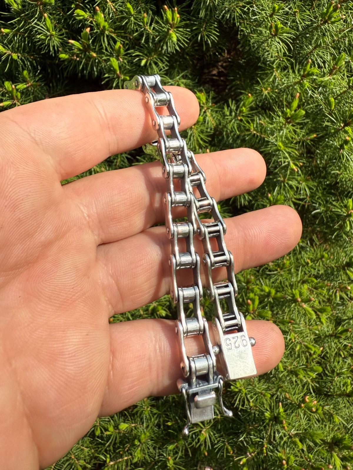 Bicycle Link Bracelet Real 925 Silver Oxidized Handmade 9mm Bike Motorcycle