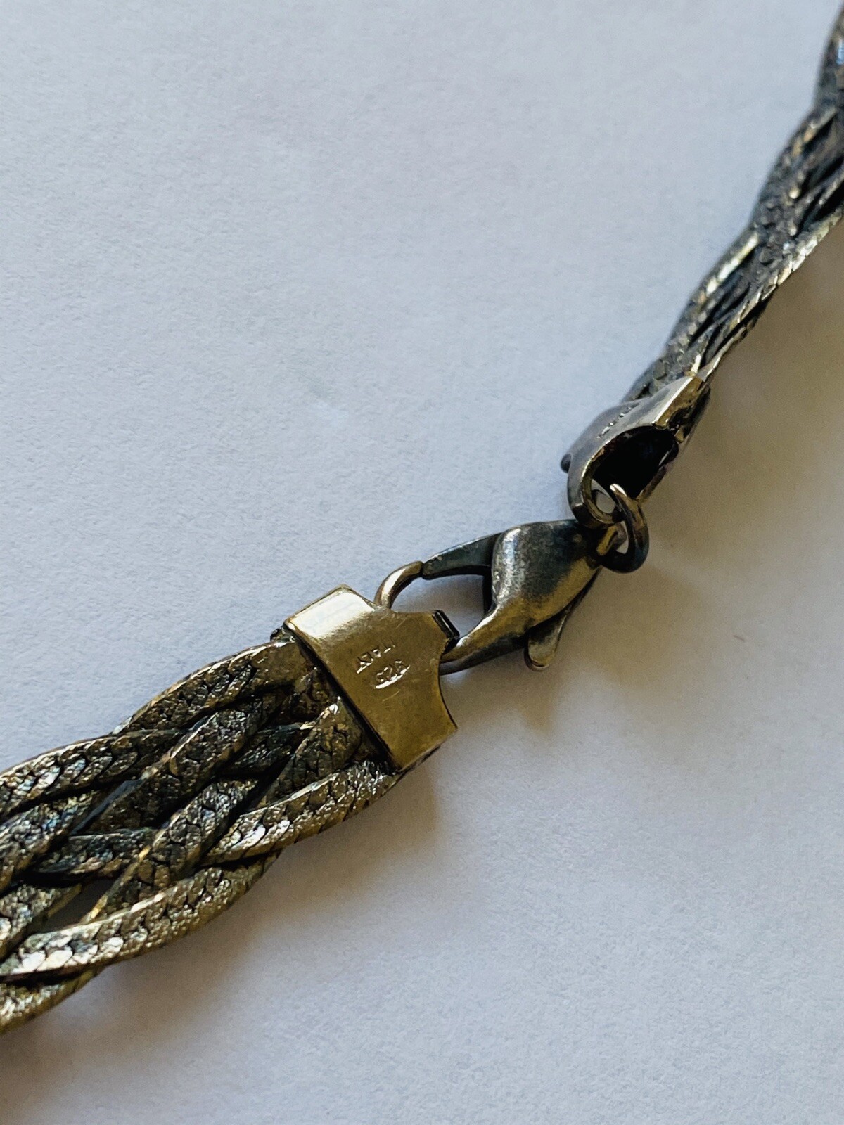 Vintage ITALY Sterling Silver 925 Herringbone Braided Chain Necklace 21-Grams