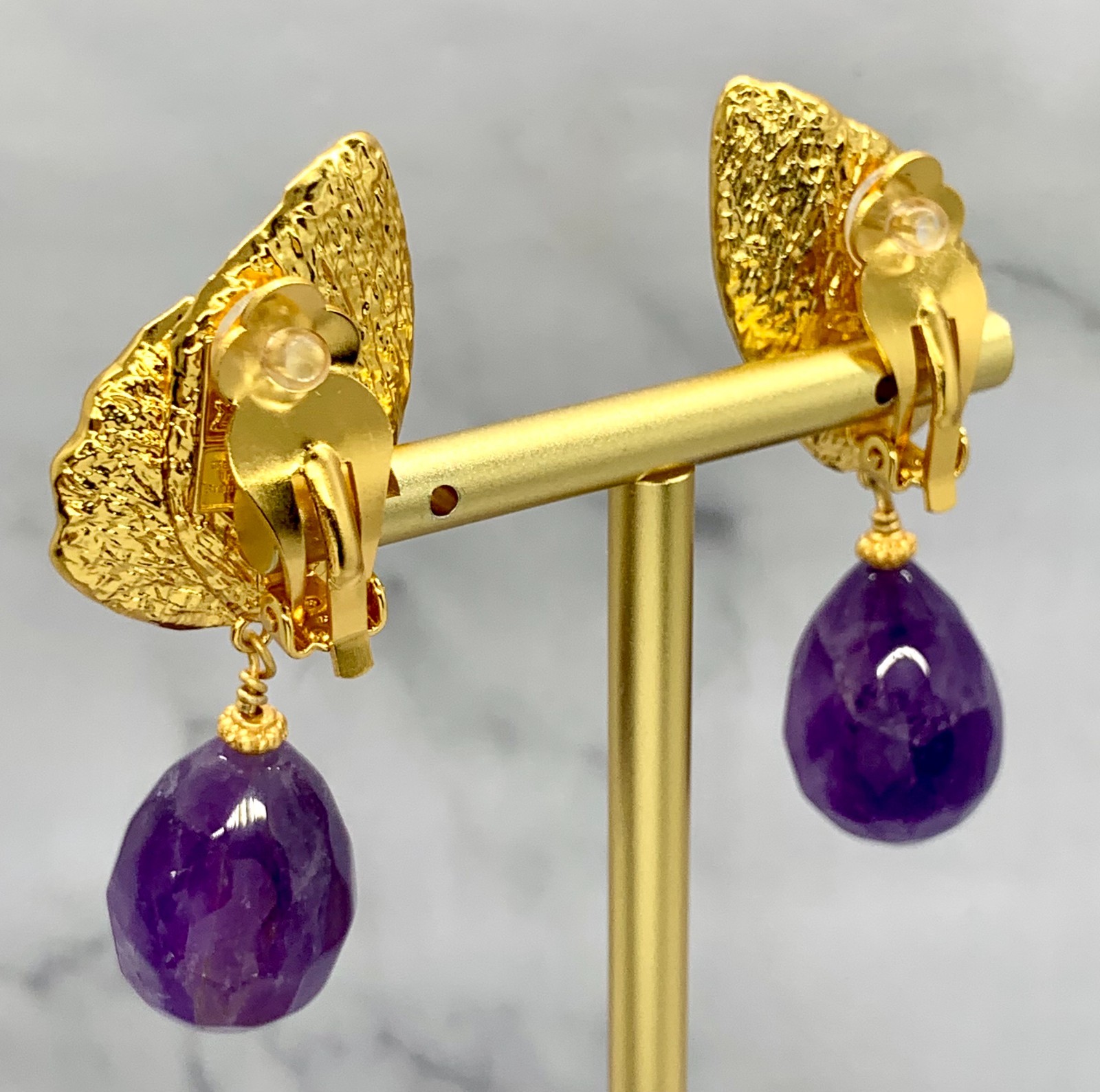 YSL YVES SAINT LAURENT Amethyst Wing Clip On Earrings – Pre owned / MG6264