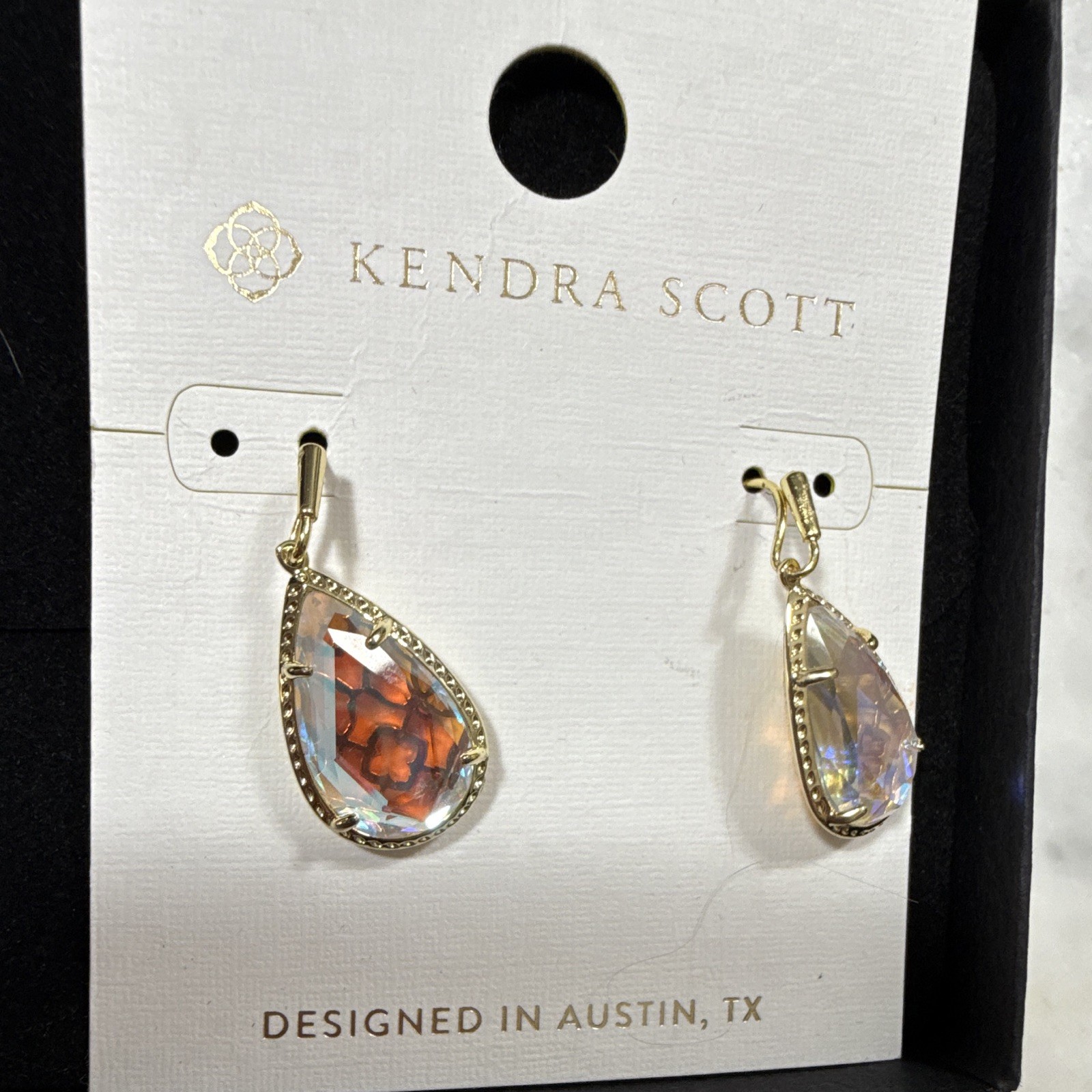 Kendra Scott Teardrop Dangle Earrings Multicolor Glass Gold Plated