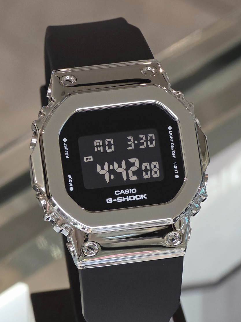 Casio G-Shock GM-S5600U-1DR Silver Metal Black Digital Watch 200M Compact