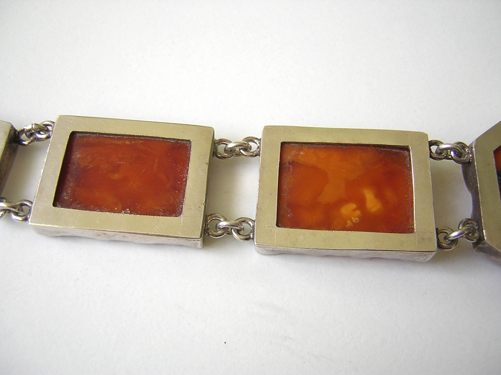 900 Silver Bracelet Amber Natural Amber Gingerbread 40.0 G Genuine Old Amber