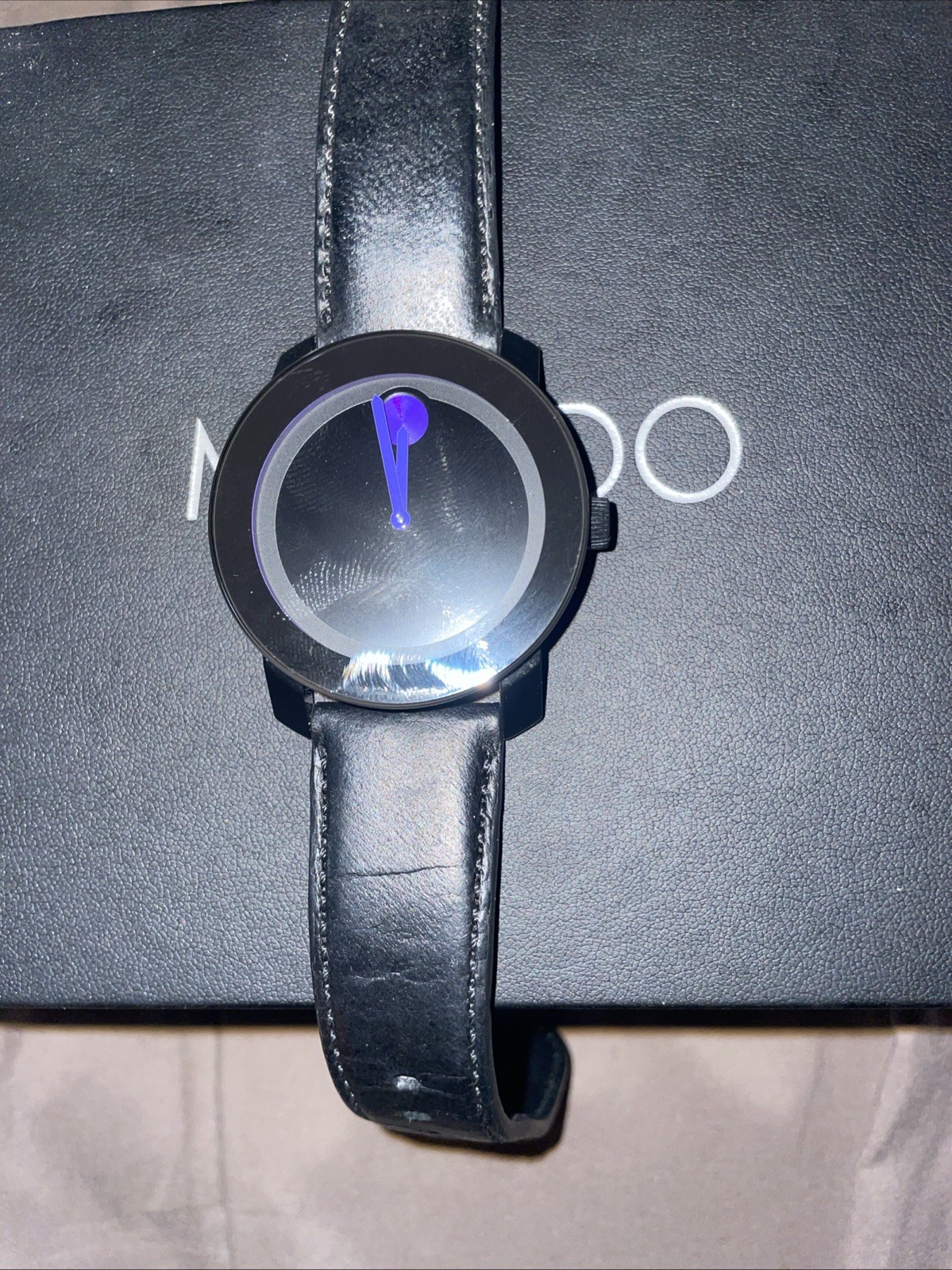 Movado Bold Quartz Men’s Black Stainless Steel Bracelet Watch Black/Blue Dial