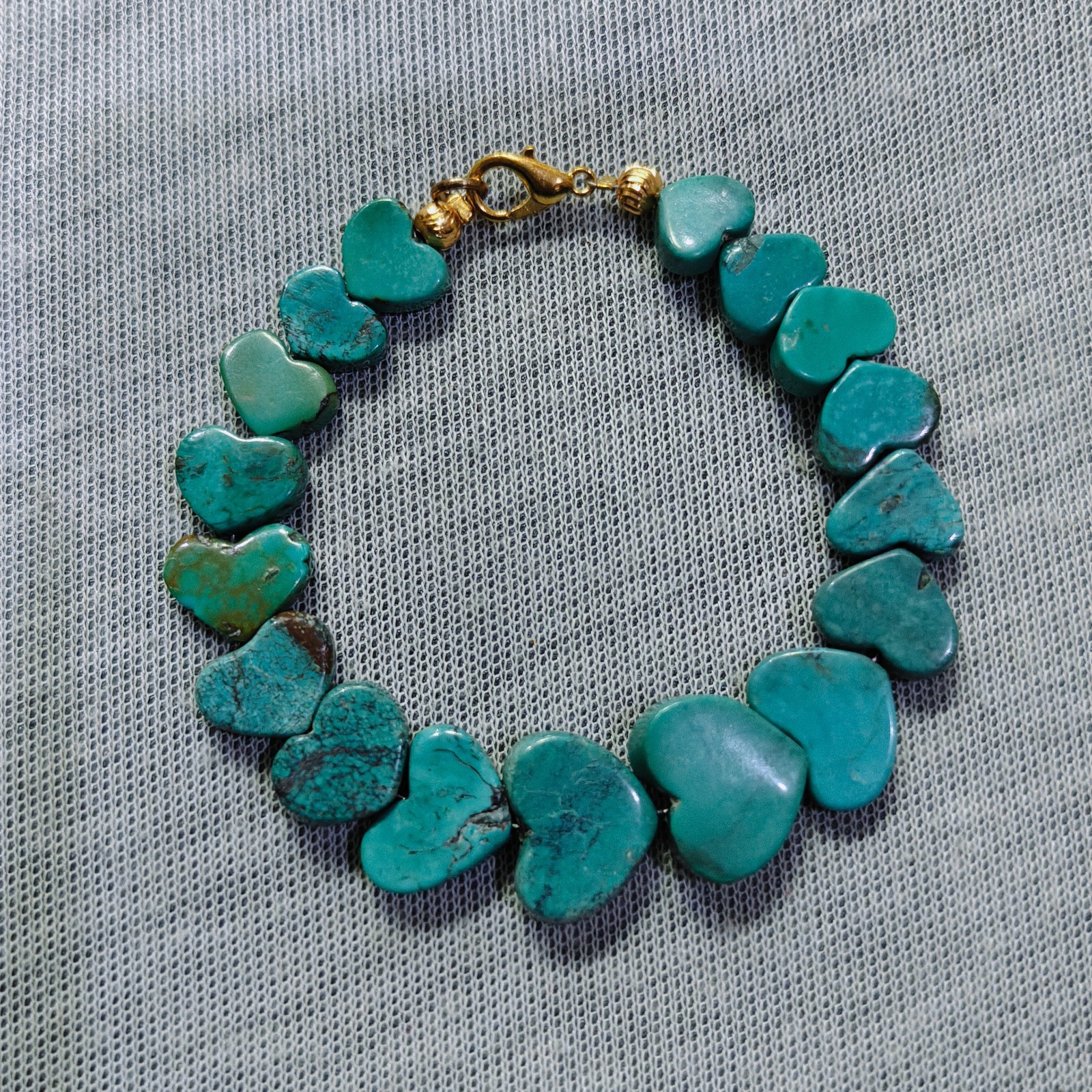 Turquoise Bracelet Gemstone Heart Shape Charm unisex Brass Handmade Jewelry