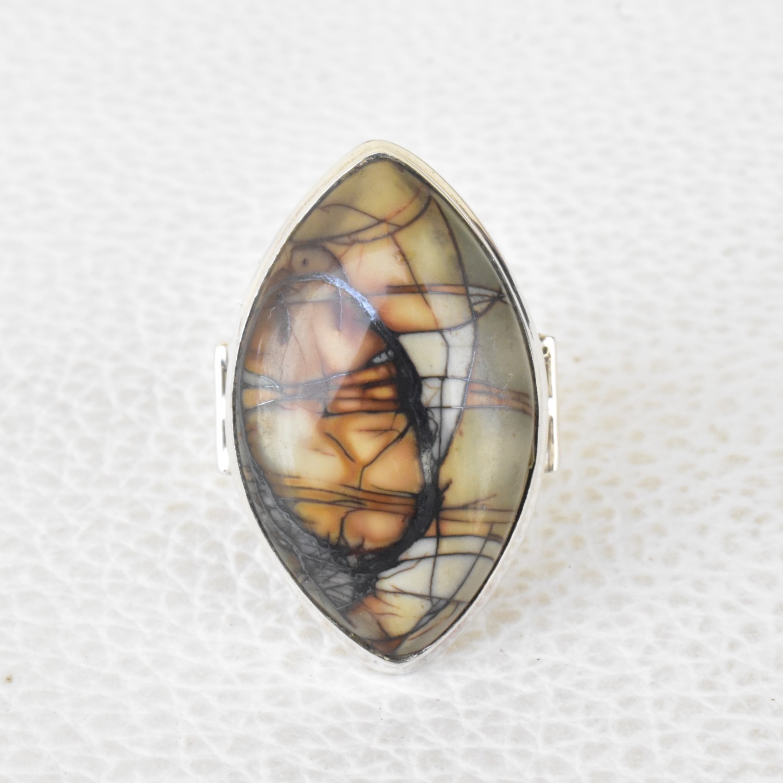 SPIDER WEB JASPER NATURAL GEMSTONE 925 SOLID STERLING SILVER JEWELRY RING 3 TO12