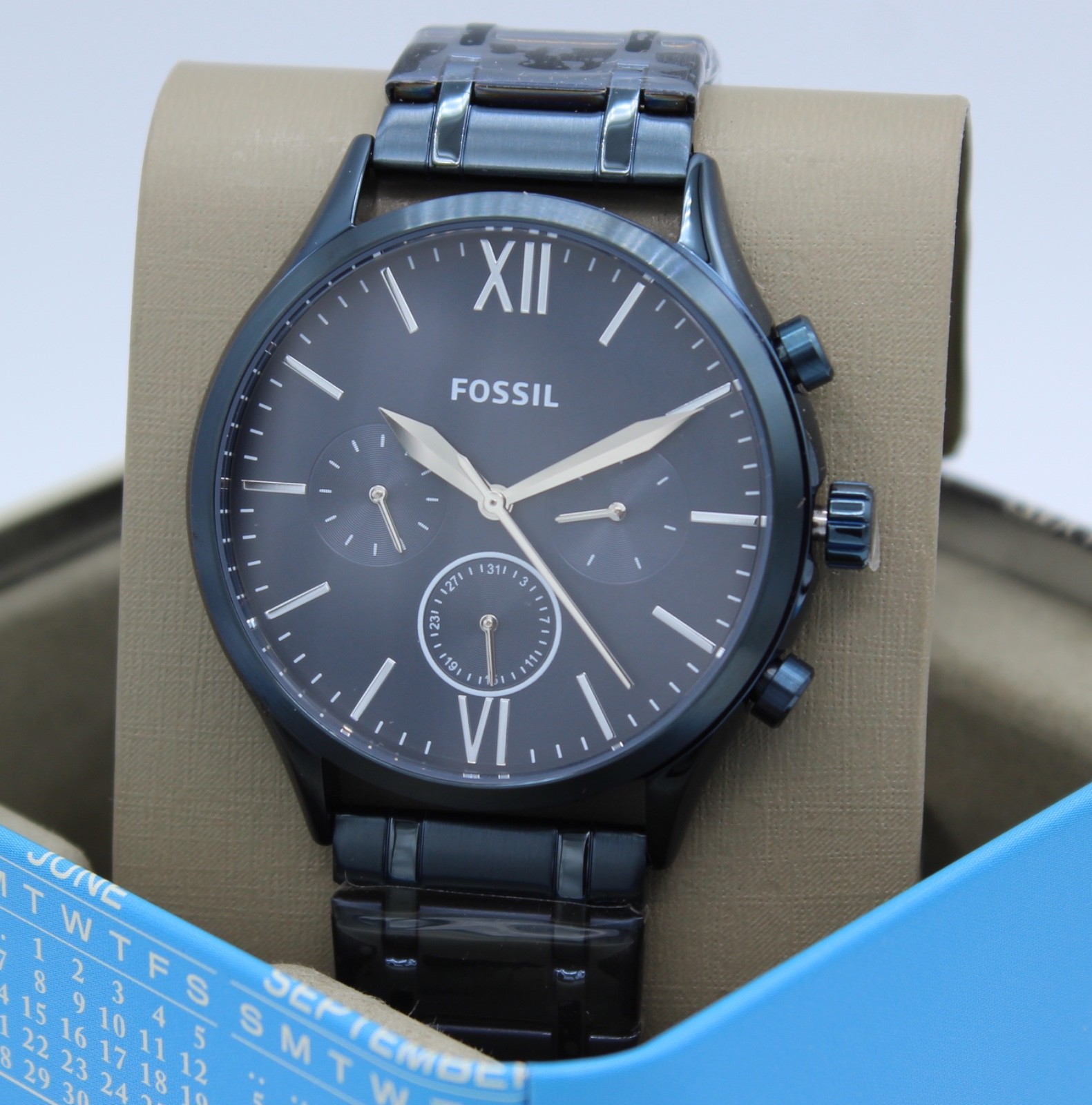NEW AUTHENTIC FOSSIL FENMORE MIDSIZE CHRONOGRAPH NAVY BLUE BQ2403 MEN’S WATCH