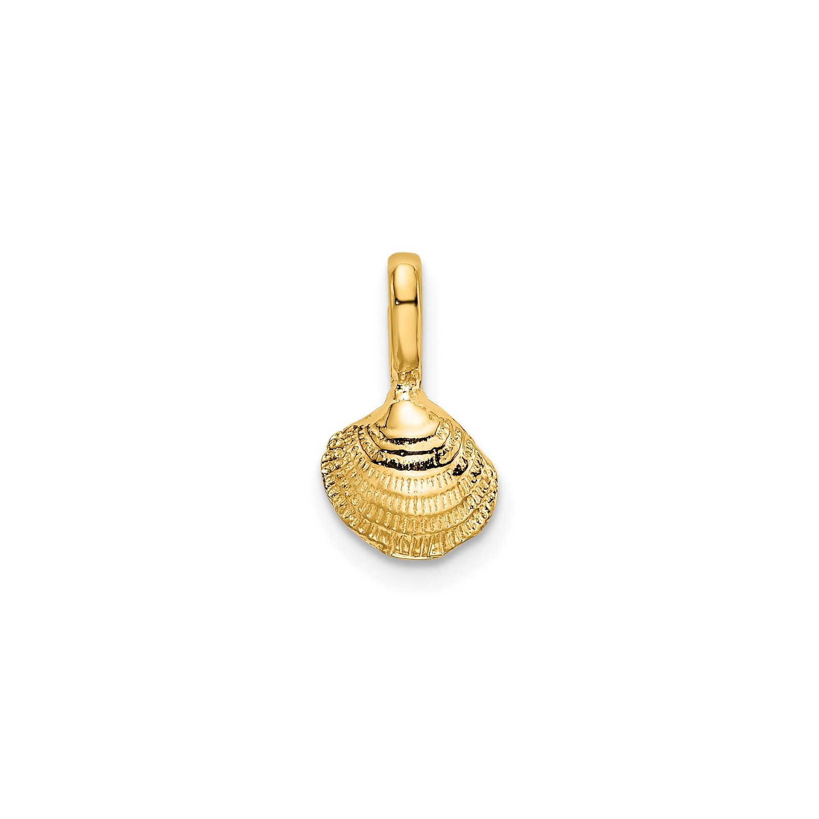 10k Yellow Gold Scallop Seashell Pendant Nautical Ocean Charm Coastal Jewelry
