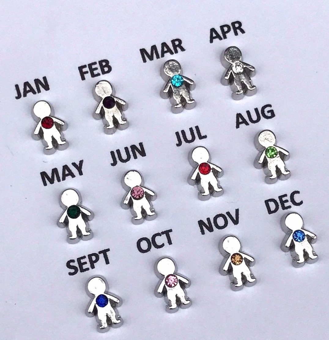 Floating Charm BIRTHSTONE Boy Girl Son Daughter fit Glass Locket