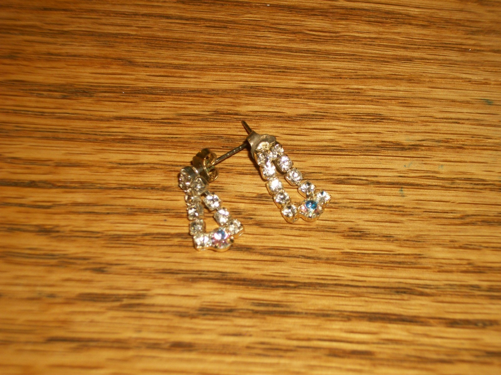 Women’s Dangle Pierced Earrings Clear Rhinestones 3/4″ in Length x 3/8″ Wide