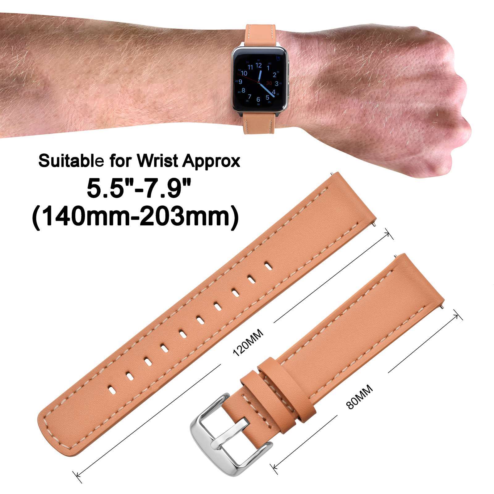 ANNEFIT Genuine Leather Watch Band 18mm 19mm 20mm 21mm 22mm Quick Release