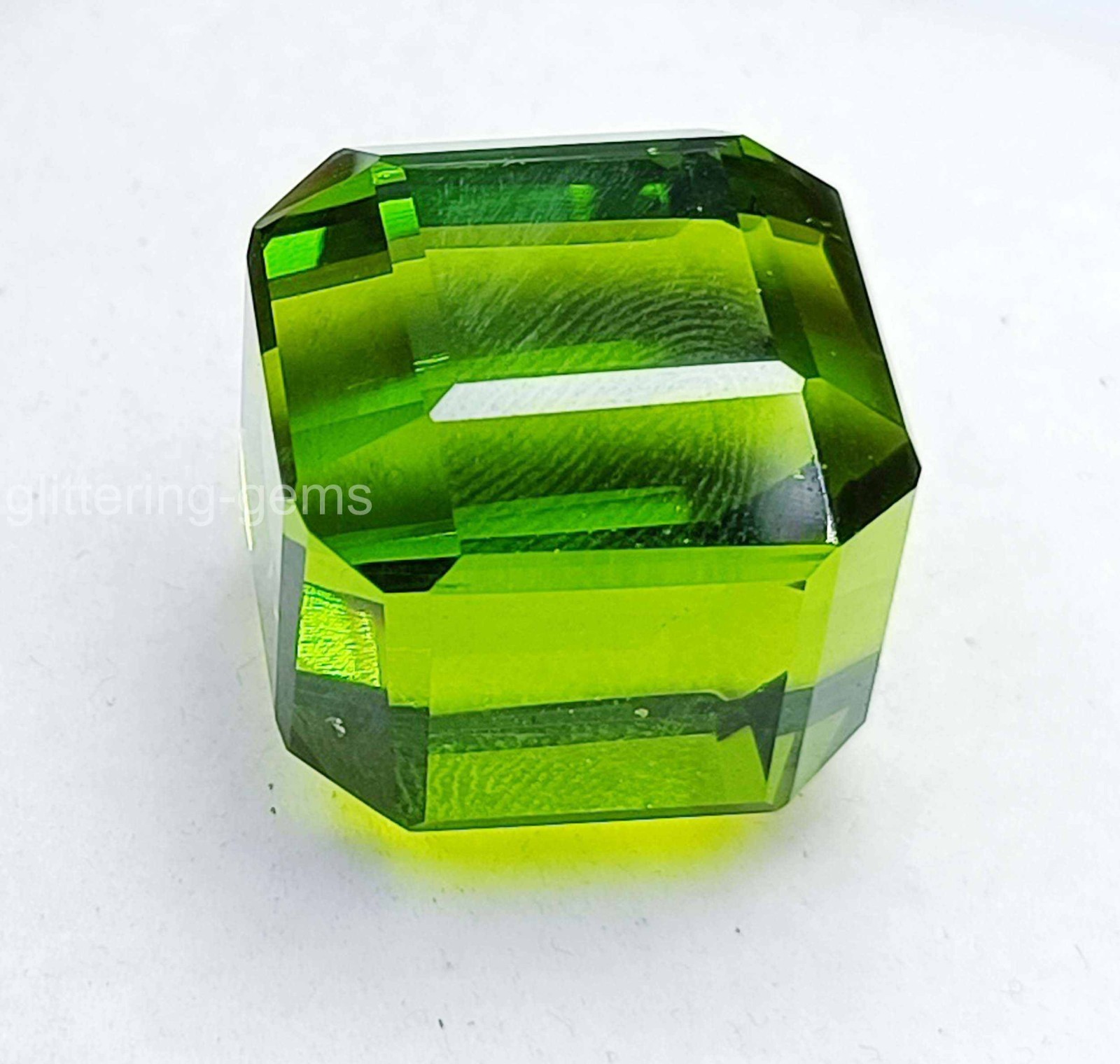 Natural Pakistani Green Peridot 39.10 Ct Cube Cut IGL Certified Loose Gem 5DOG