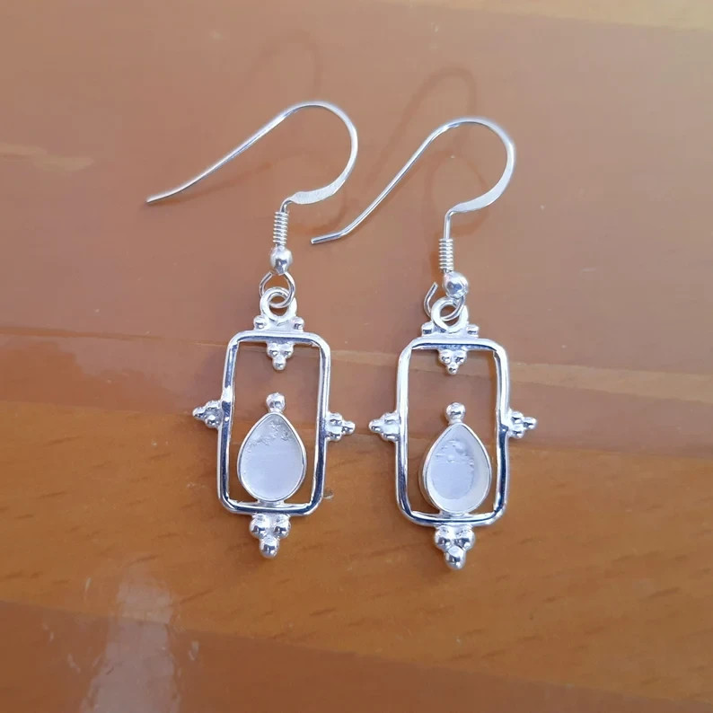 925 Sterling Silver 5x7mm Pear Hook Dangle Earrings Semi Mount DIY Jewelry