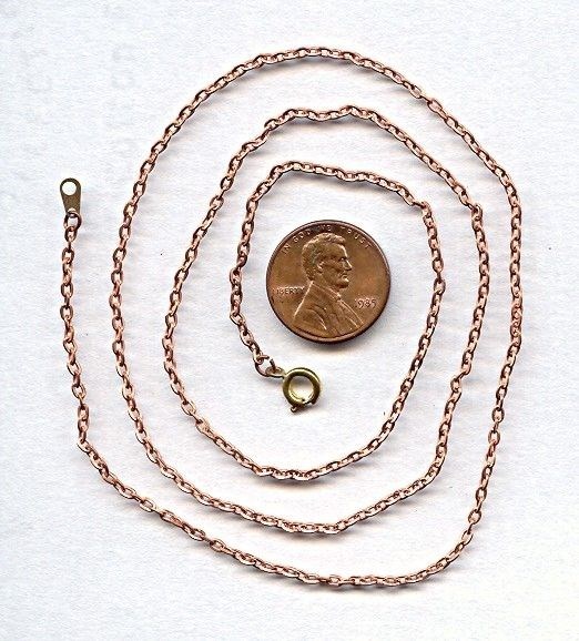 3 PIECES VINTAGE COPPER COATED STEEL 2mm. CABLE 24″ CHAIN NECKLACES T66