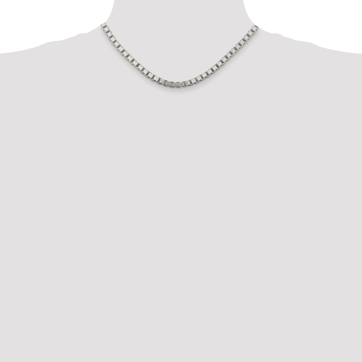 Sterling Silver Solid Polished 4.5mm Plain Box Chain w/ Lobster Clasp 16″ – 30″