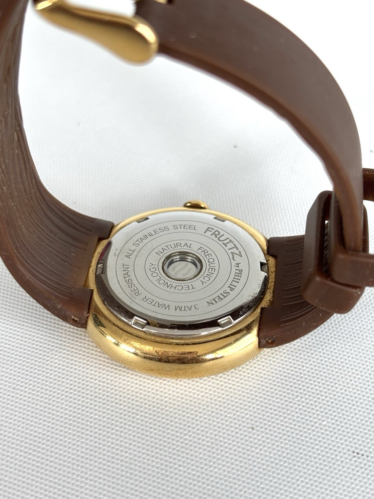 Philip Stein Fruitz watch – blood orange with brown band – natural frequency