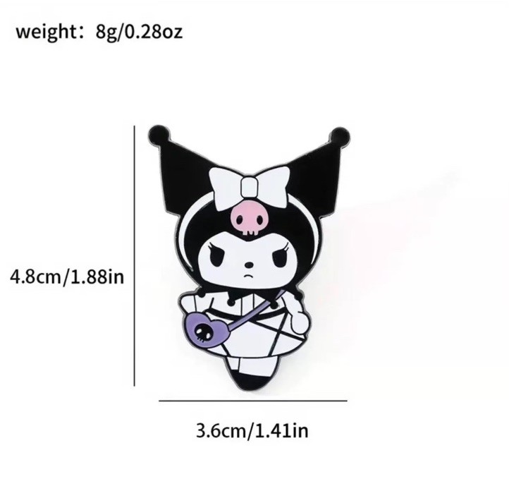5pc Sanrio Gothic Pins Miniso Hello Kitty Kuromi Cinnamoroll My Melody