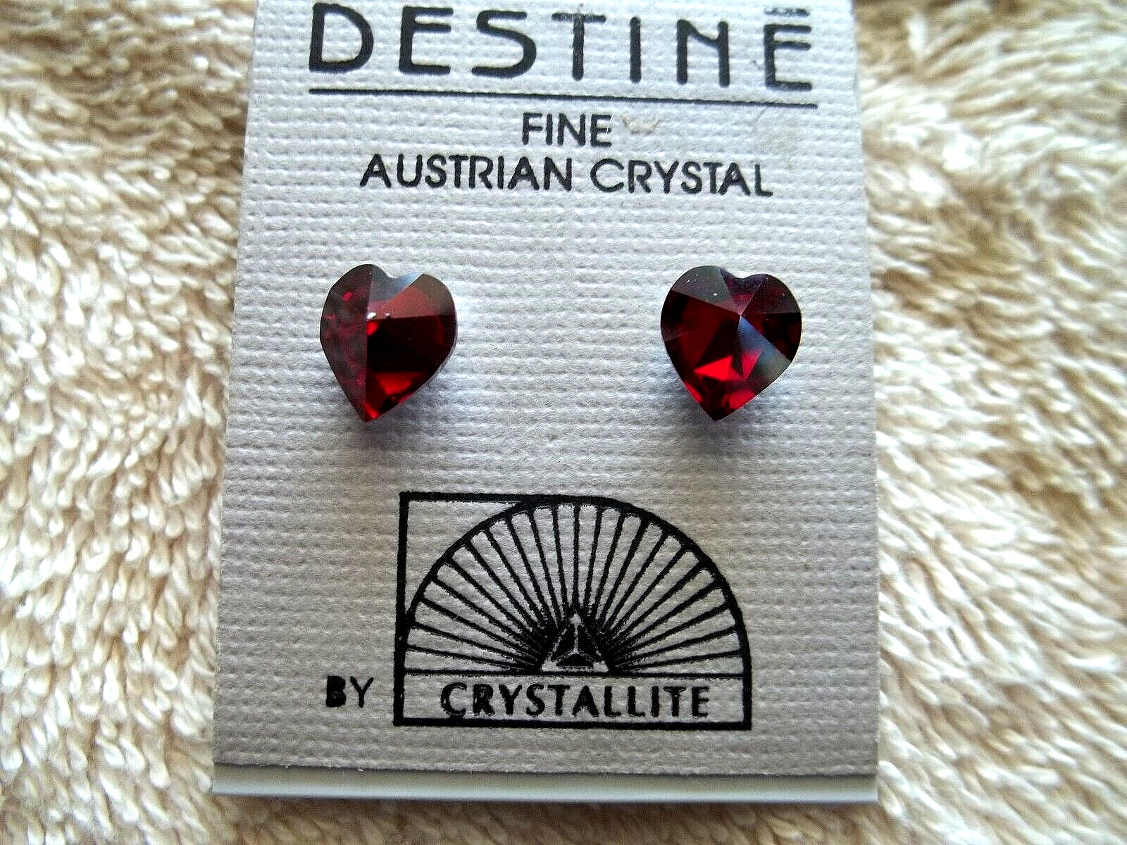 DESTINE Pierced Red Heart Crystal Earrings By Crystallite