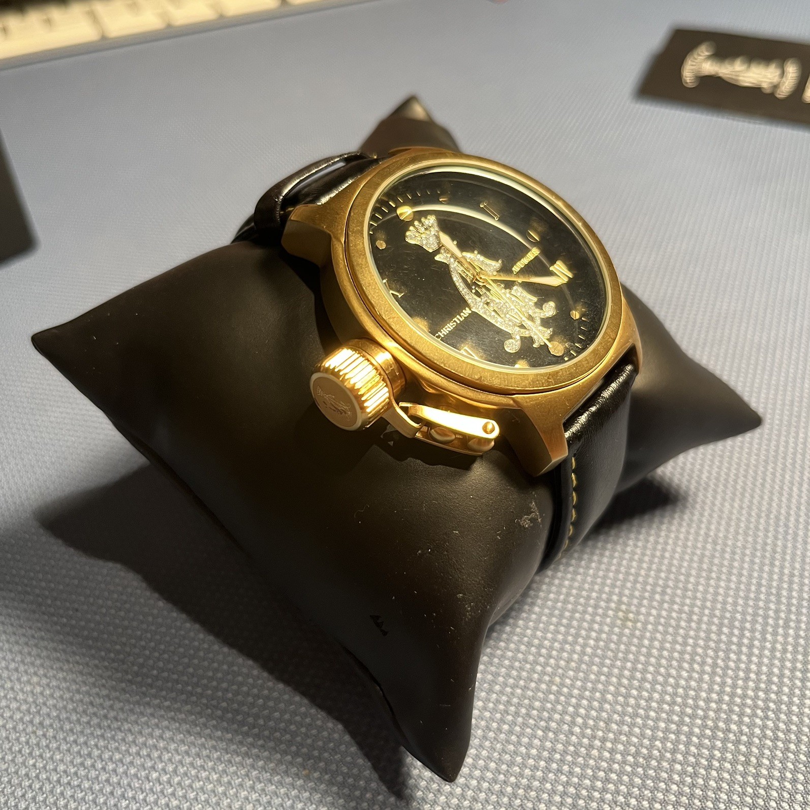 Vintage CHRISTIAN AUDIGIER Men’s Watch Black Gold Tone (NEW)