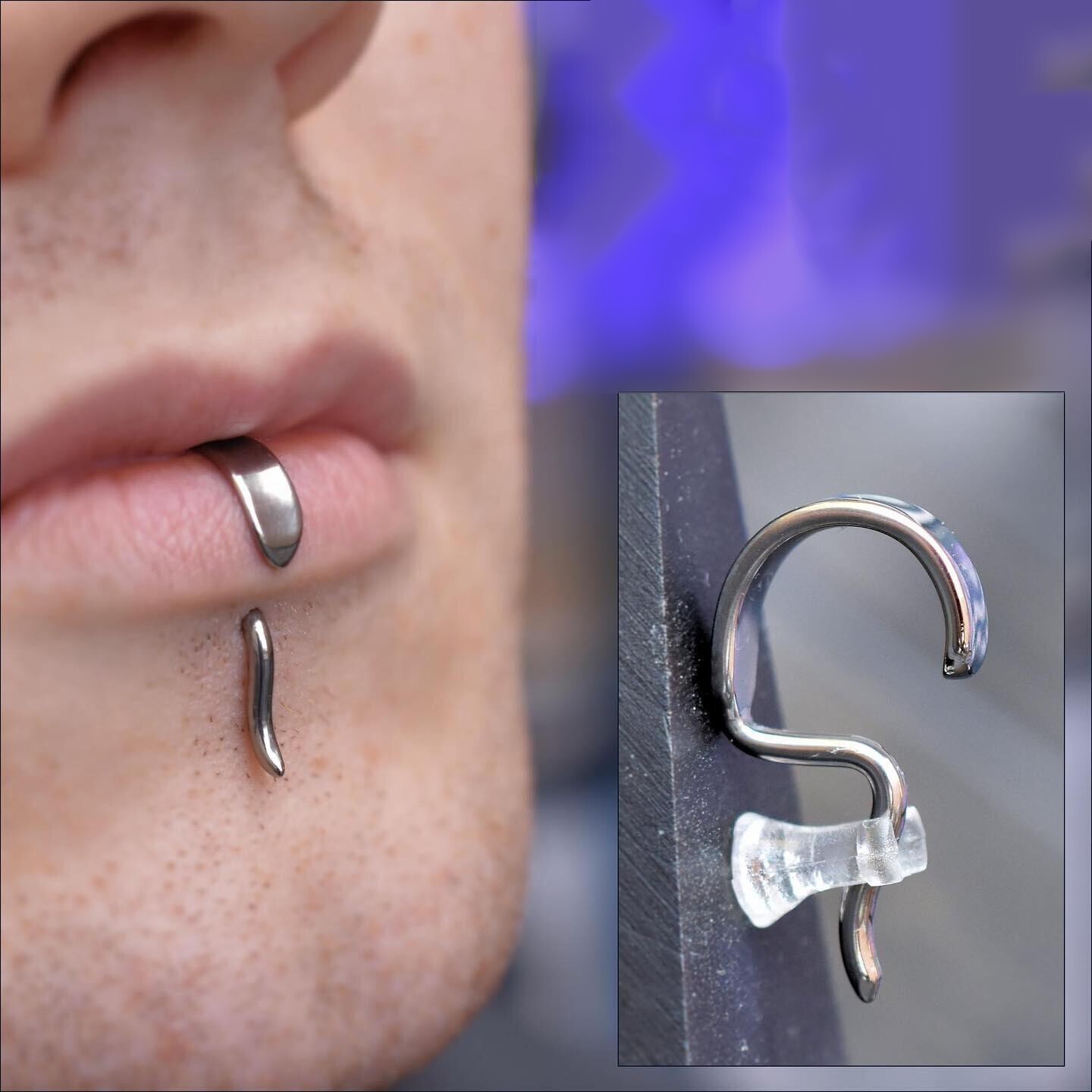 1Pc 16G 925 Sterling Silver Labret Lip Stud Hanger Shape Monroe Piercing Jewelry