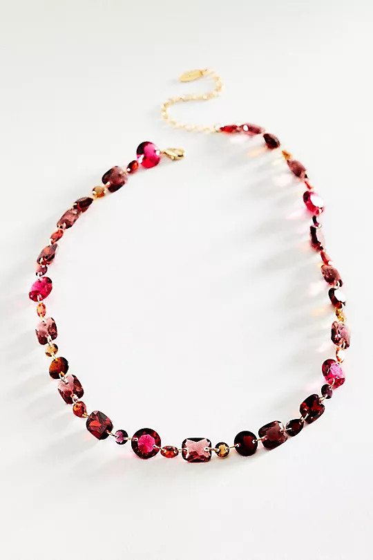 NWT Anthropologie Colorful Beaded Medley Necklace, Wine