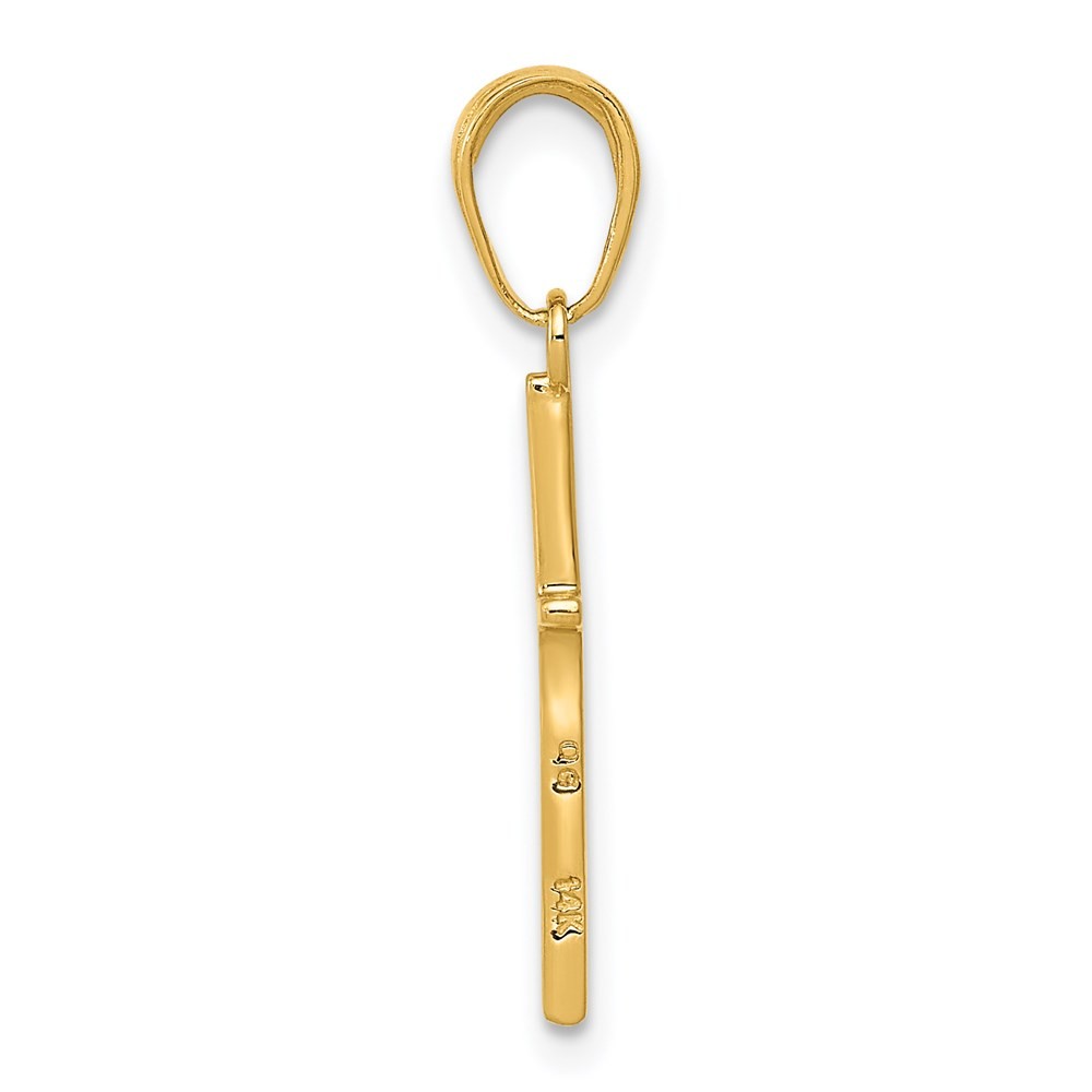 14k Yellow Gold Polished Cross Charm Pendant L 24.3mm, W 10.8mm