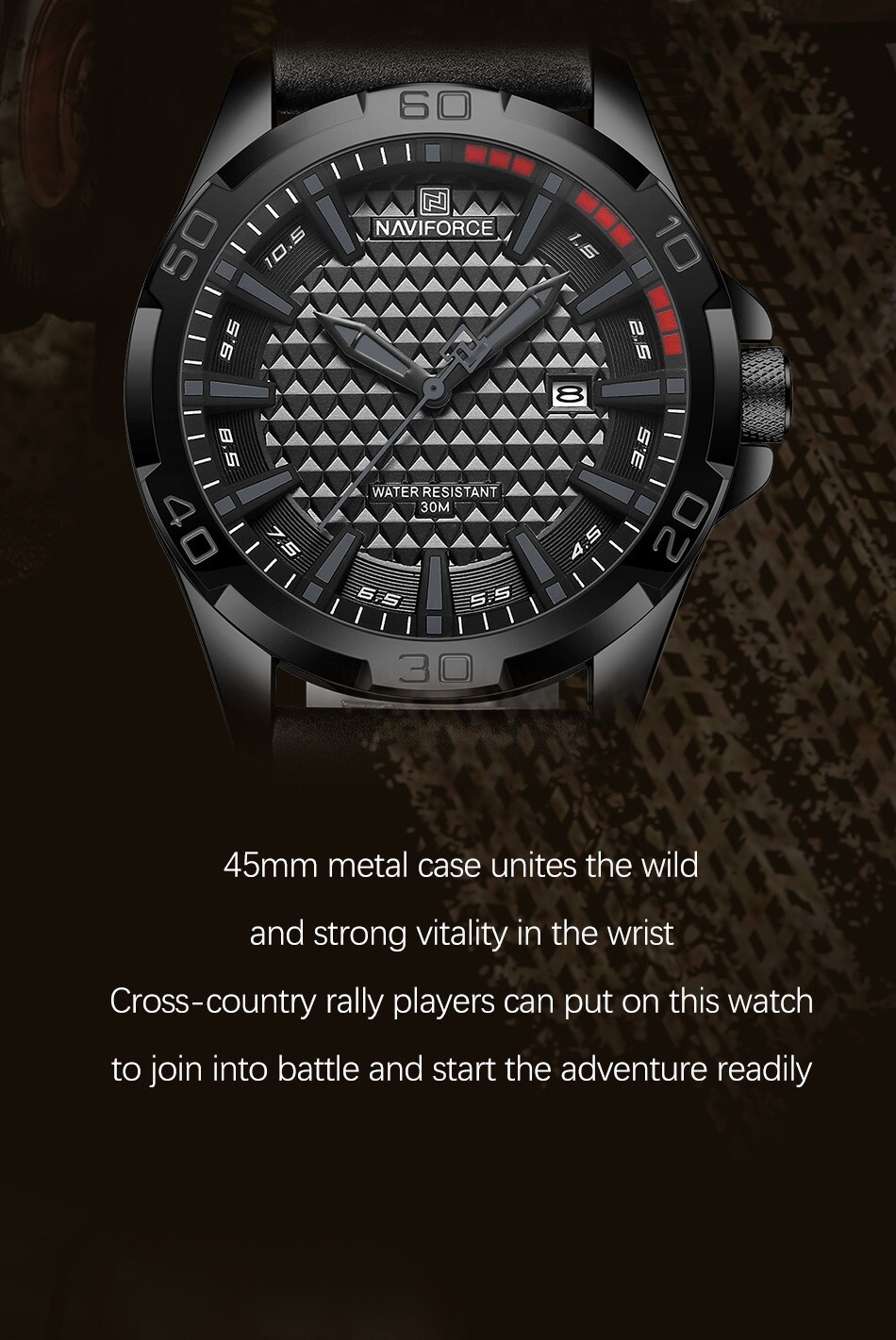 Top Brand NAVIFORCE Men’s Quartz Wrist Watch Sports Shockproof Waterproof Leathe