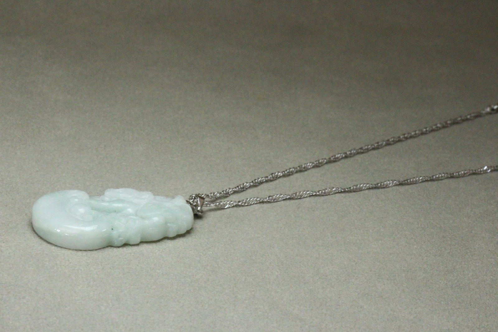 Natural White green A Jadeite jade Hand-Carved Cow (Chinese Zodiac) Pendant