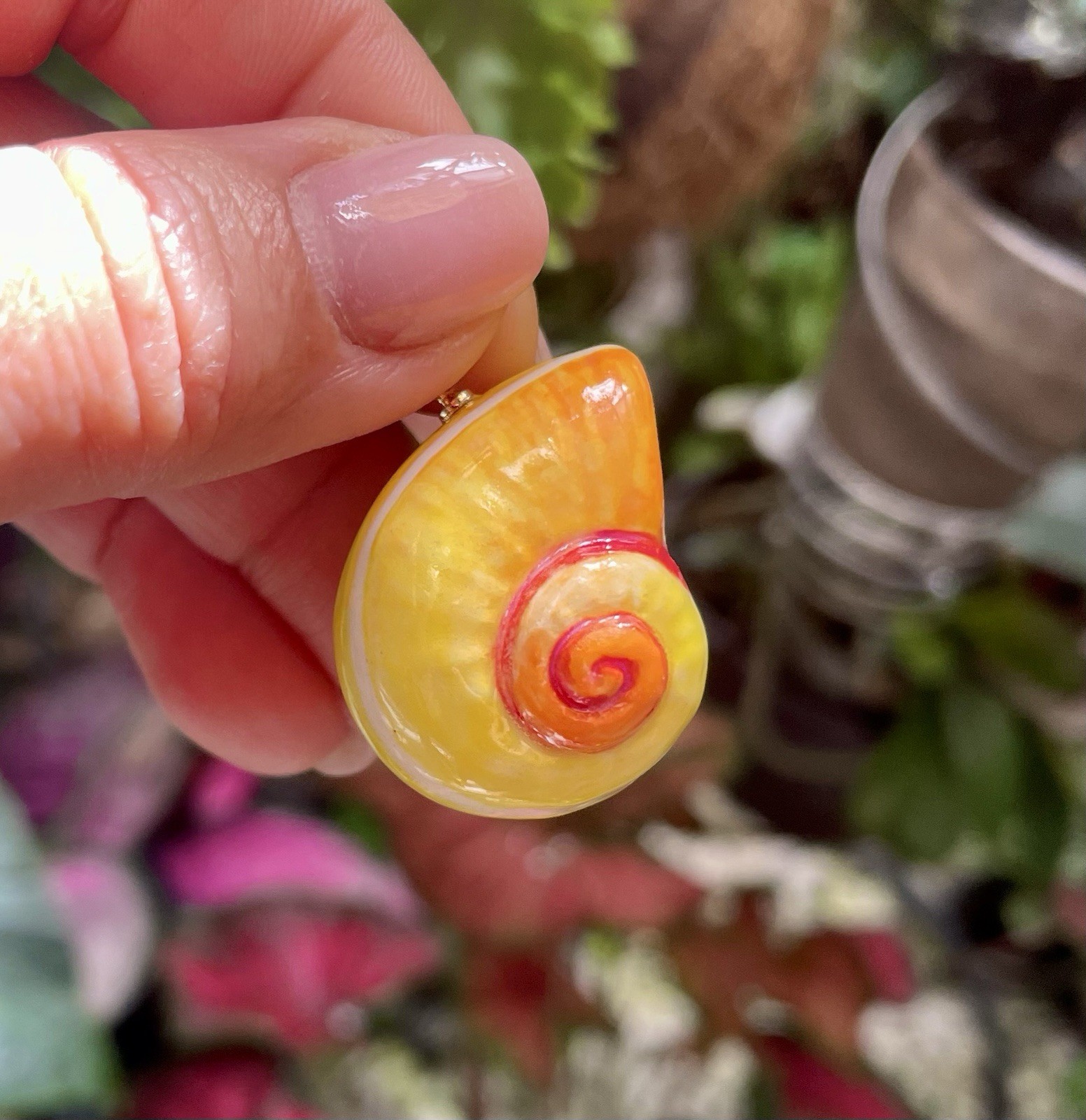 Handmade Ceramic Pendant Jewelry. Unique piece. Tangerine