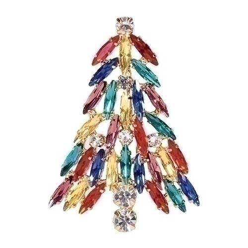 Marquise Crystal Christmas Tree Pin By Roman Inc ~~ Holiday Must-Have