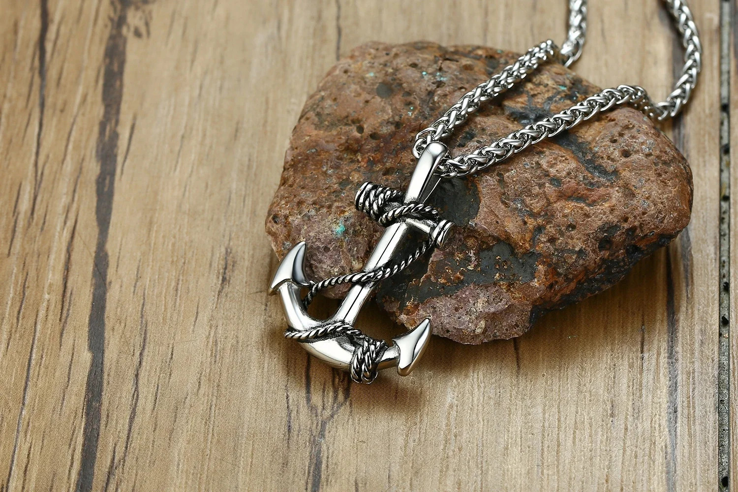 Sea Anchor Pendant Necklace Men Punk Rock Hip Hop Jewelry Gift